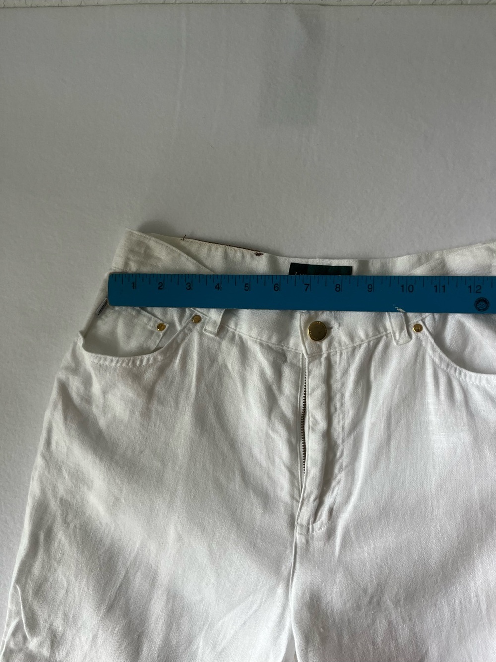 Ralph Lauren White Linen-Blend Relaxed fit Capri Pants with a High Waist - Picture 4 of 7